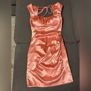 B. Smart Coral Satin Mini Dress